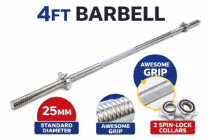 4 Feet Barbell 25mm Straight Rod – Home Gym Weight Lifting Bar - Maze Nepal