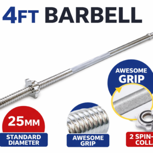 4 Feet Barbell 25mm Straight Rod – Home Gym Weight Lifting Bar - Maze Nepal