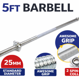 5 Feet Barbell 25mm Straight Rod – Home Gym Weight Lifting Bar - Maze Nepal