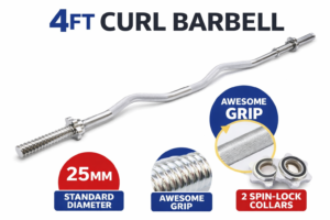4 Feet Barbell 25mm Curl Rod – Home Gym Weight Lifting Bar - Maze Nepal