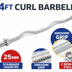 4 Feet Barbell 25mm Curl Rod – Home Gym Weight Lifting Bar - Maze Nepal