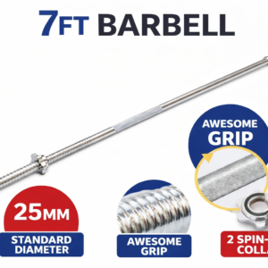 7 Feet Barbell 25mm Straight Rod – Home Gym Weight Lifting Bar - Maze Nepal