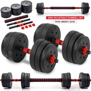20KG PVC Adjustable Dumbbells Set – 2 in 1 Dumbbell & Barbell connector For Fitness Nepal - Maze Nepal