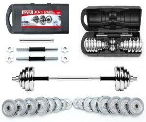 30KG York Dumbbell & Barbell Set | Adjustable Weight Set with Connector | Home Gym- Maze Nepal